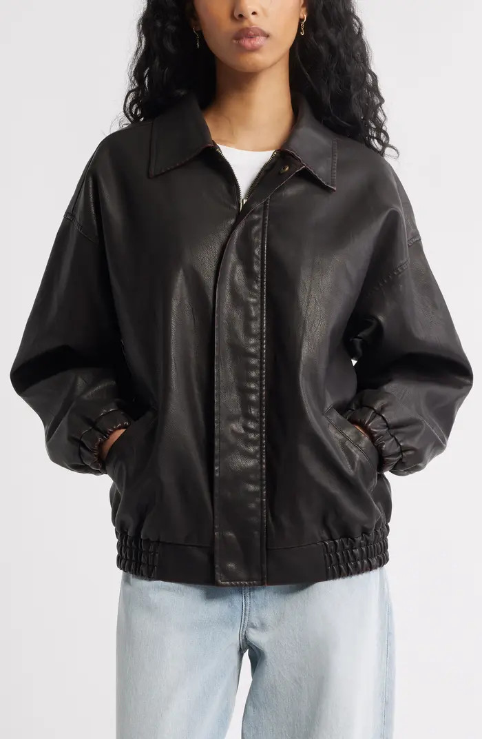 Oversize Faux Leather Jacket | Nordstrom