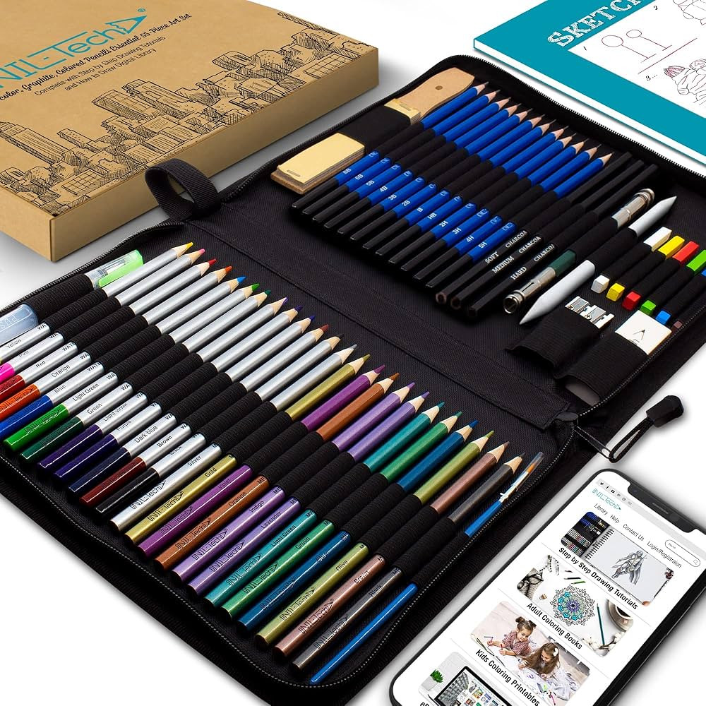 Drawing Pencils Art Supplies – 55pc Colored Pencils For Kids, Teens, And Adults Includes Charco... | Amazon (US)