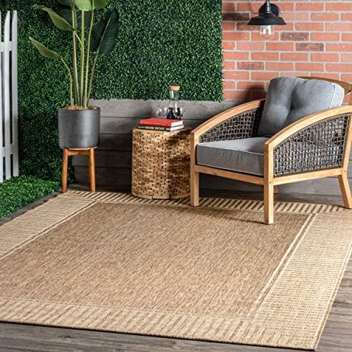 Nuloom Asha Light Brown/Ivory, 5' x 8', Casual, Striped Border, Soft and Cozy, High Traffic, Easy... | Amazon (US)