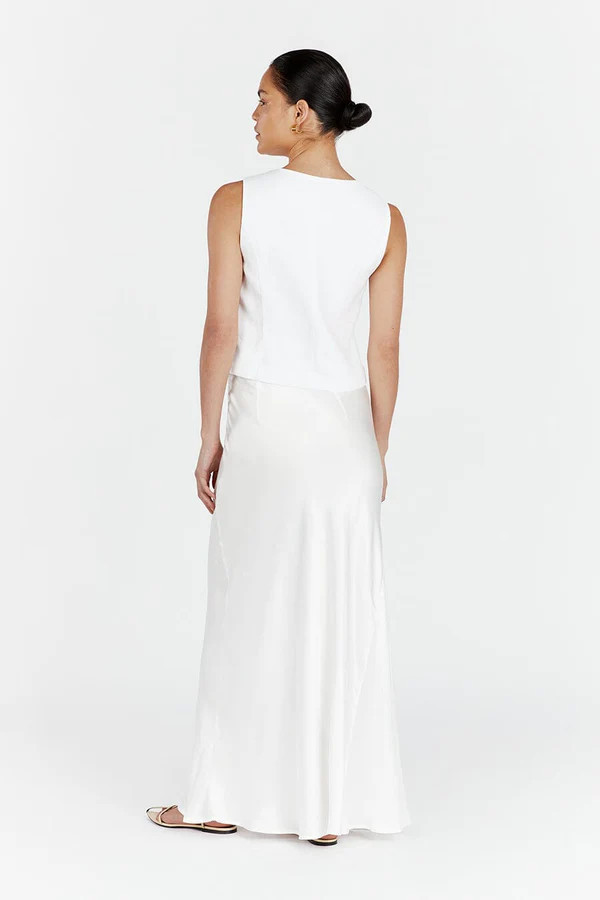 CHARLI WHITE SATIN MAXI SKIRT | DISSH