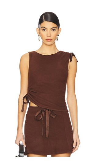 Ribbon Toggle Top in Chocolate | Revolve Clothing (Global)