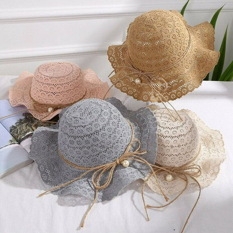 Baby Toddler Kids Girls Straw Sun Hat with Bowknot Floppy Beach Summer Protection Hats | Walmart (US)