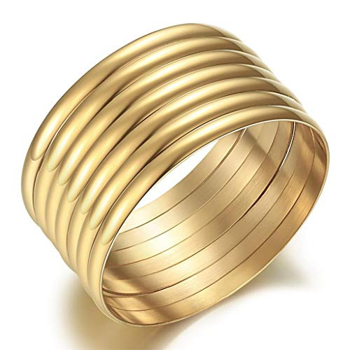 Castillna 14K Gold Plated Gold Bangle Bracelets for Women Christmas Birthday Gifts, Set of 7 Pieces | Amazon (US)