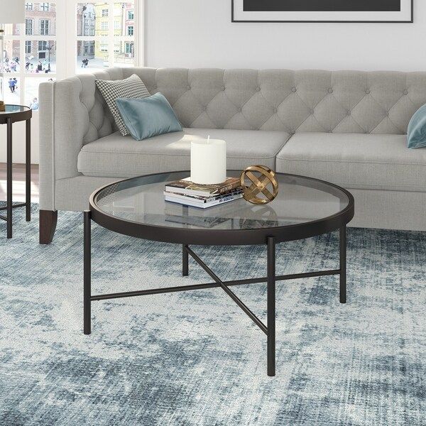 Silver Orchid Stifter Blackened Bronze Round Coffee Table | Bed Bath & Beyond