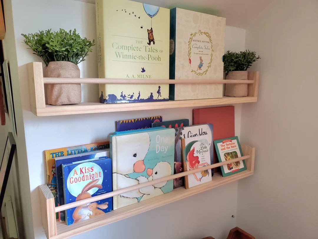 Nursery Bookshelf, Furniture Grade Natural Wood, flip-able Floating Shelf, Small Space Shelf, Shi... | Etsy (US)