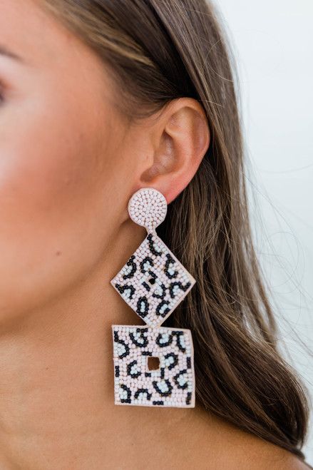 Live Life Colorfully Pink Animal Print Beaded Earrings | The Pink Lily Boutique