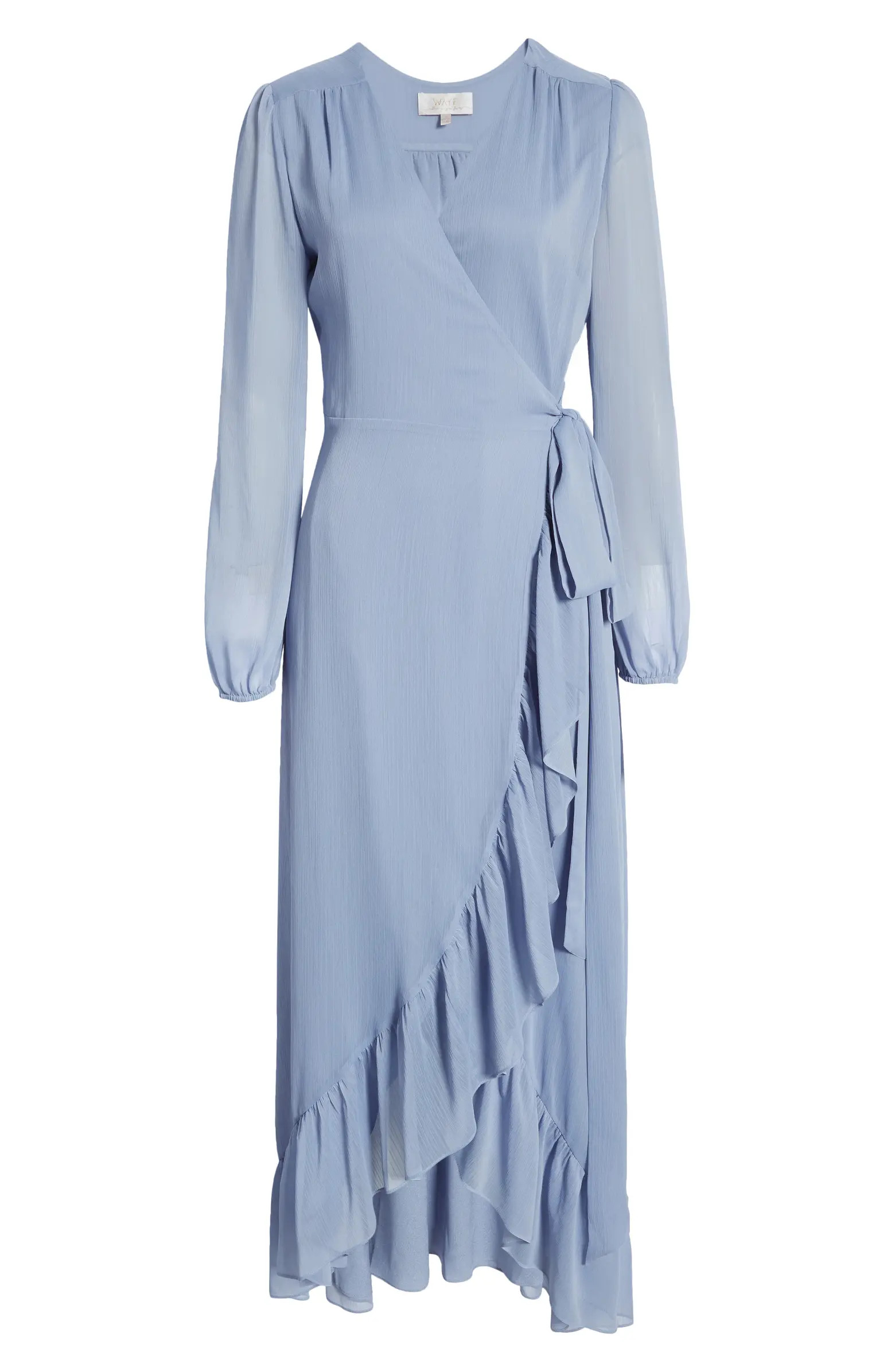 WAYF Meryl Long Sleeve Wrap High/Low Gown | Nordstrom | Nordstrom