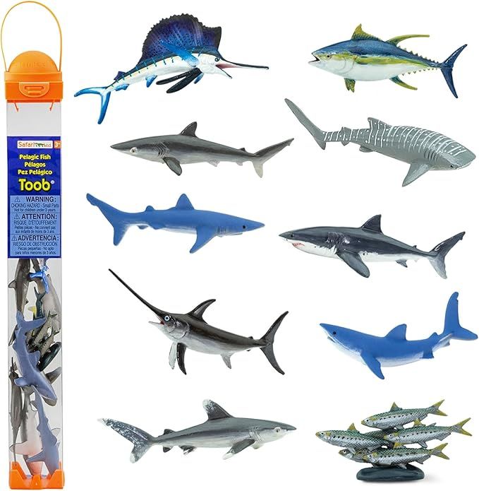 Safari Ltd. Pelagic Fish TOOB - Figurines of Sailfish, Swordfish, Yellowfin Tuna, Sardines, Silky... | Amazon (US)