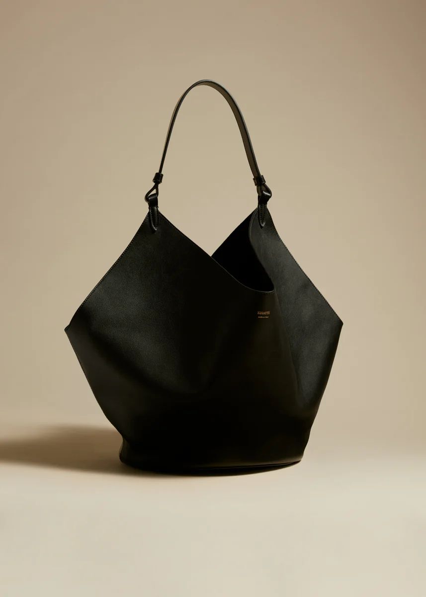 The Medium Lotus Tote in Black Leather | Khaite