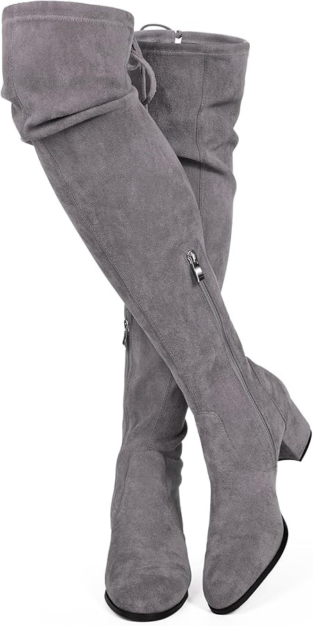 MUCCCUTE Women's Over the Knee Boots Thigh High Suede Tall Boots Chunky Heel Side Zipper Sexy Lon... | Amazon (US)