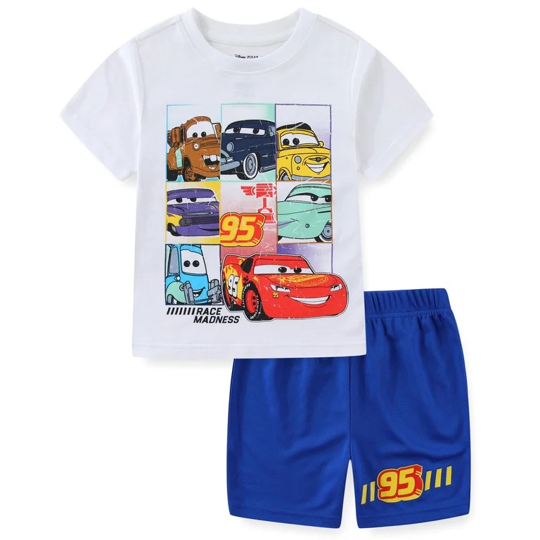 Disney Cars Lightning McQueen Short Sleeve T-Shirt and Mesh Short Set (Boys), 2 Piece Set, Sizes ... | Walmart (US)