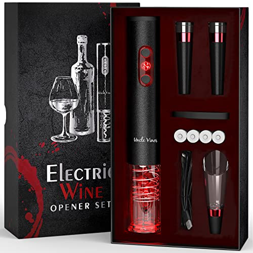 Electric Wine Opener Set Uncle Viner with Charger & Batteries - Gift Idea for Wine Lover - Battery O | Amazon (US)