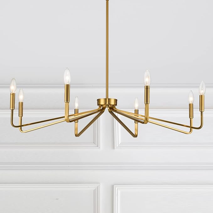 38" Gold Chandeliers for Dining Room, 8-Light Modern Farmhouse Chandelier Light Fixture, Brushed ... | Amazon (US)