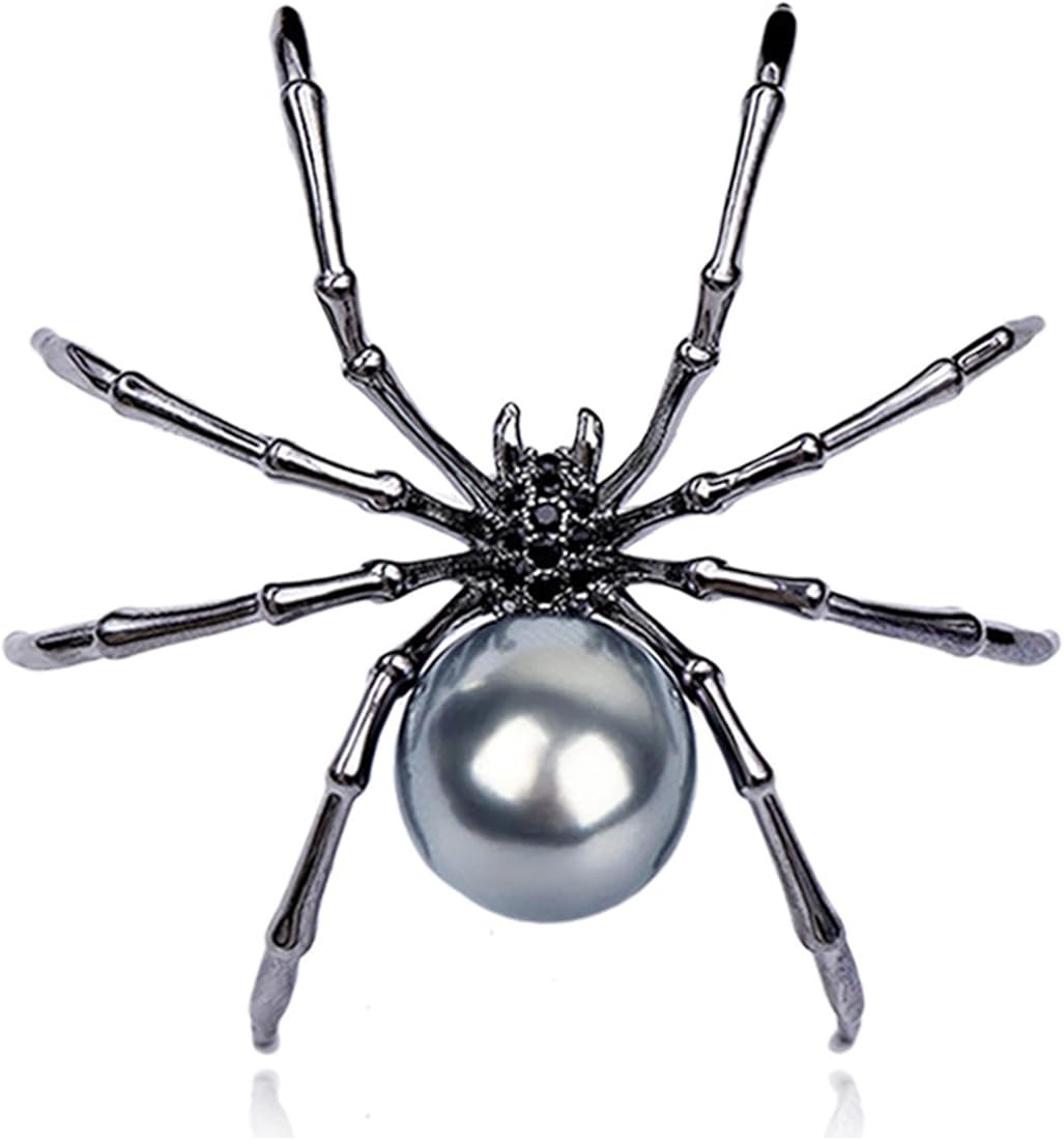 Victorian Style Mother of Pearl Body and Micro Pave Spider Brooches Pins Black Tone | Amazon (US)