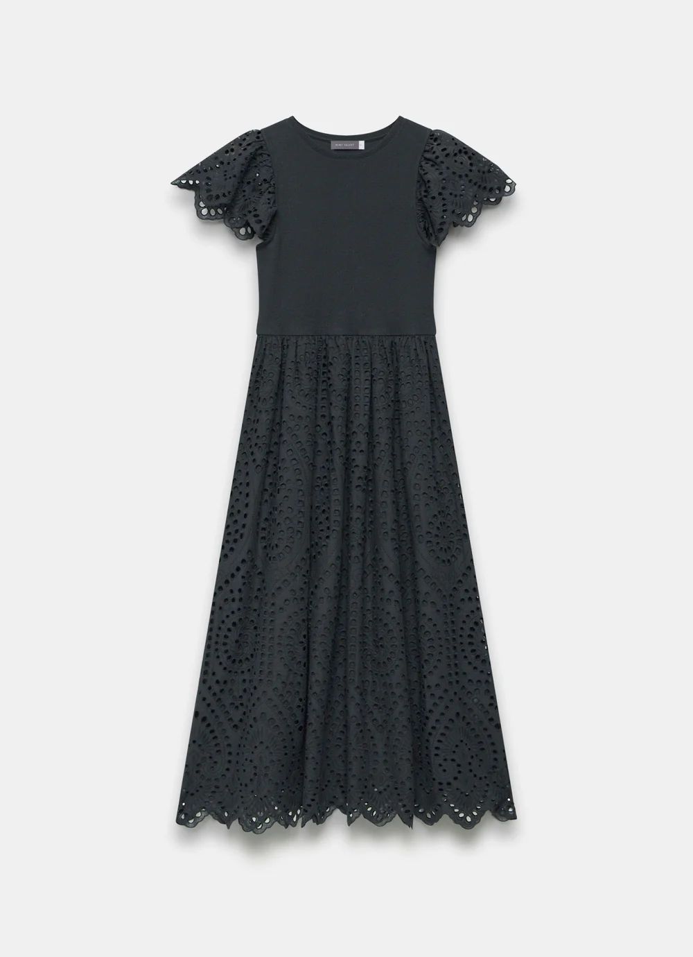 Black Broderie Midi Dress | Mint Velvet