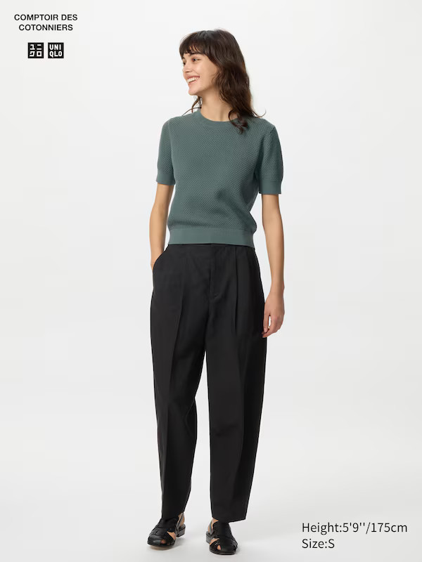Linen Blend Barrel Leg Trousers | UNIQLO (UK)