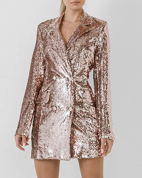 Endless Rose Sequin Double-Breasted Blazer Mini Dress | Express