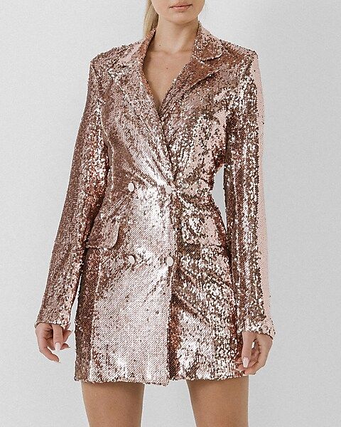Endless Rose Sequin Double-breasted Blazer Mini Dress | Express