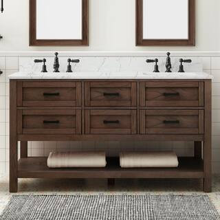 Home Decorators Collection Tolbrook 60 in. W x 22 in. D x 35 in. H Double Sink Freestanding Bath ... | The Home Depot