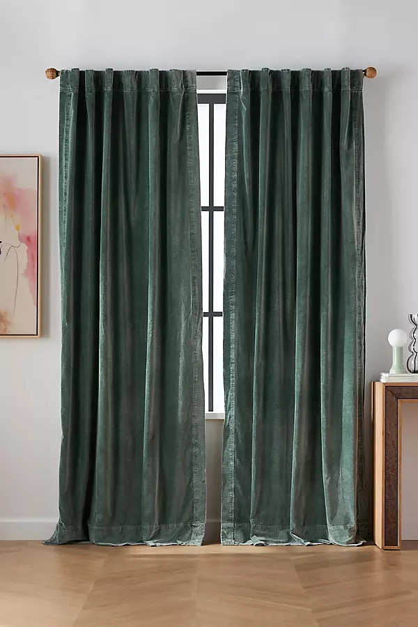 Trova Washed Velvet Curtain | Anthropologie (US)