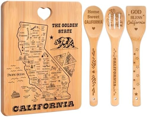 California State Cutting Board and Spoons Set, California Kitchen Decor with State Map Design, Ch... | Amazon (US)