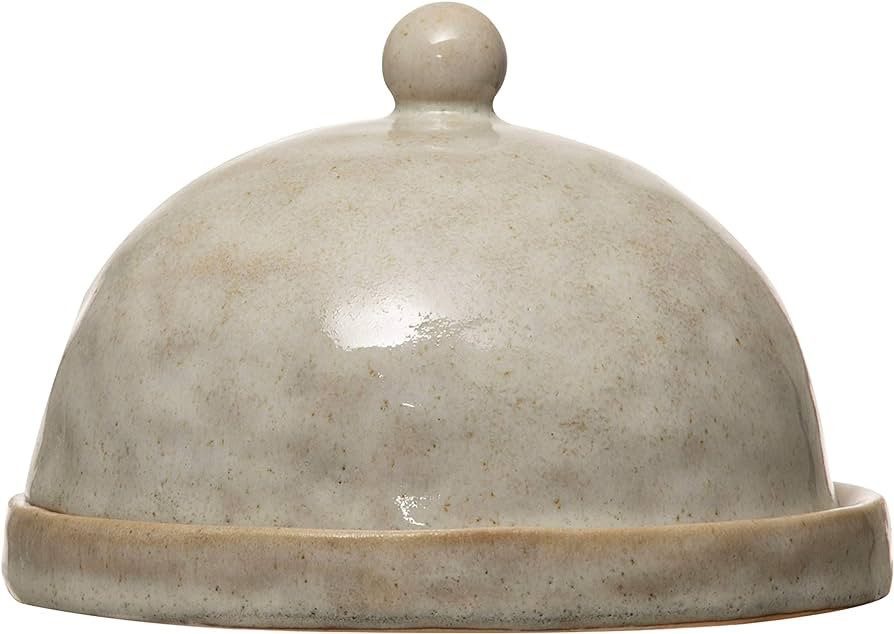 Creative Co-Op Stoneware Domed Dish, White Reactive Glaze (Each One Will Vary) | Amazon (US)