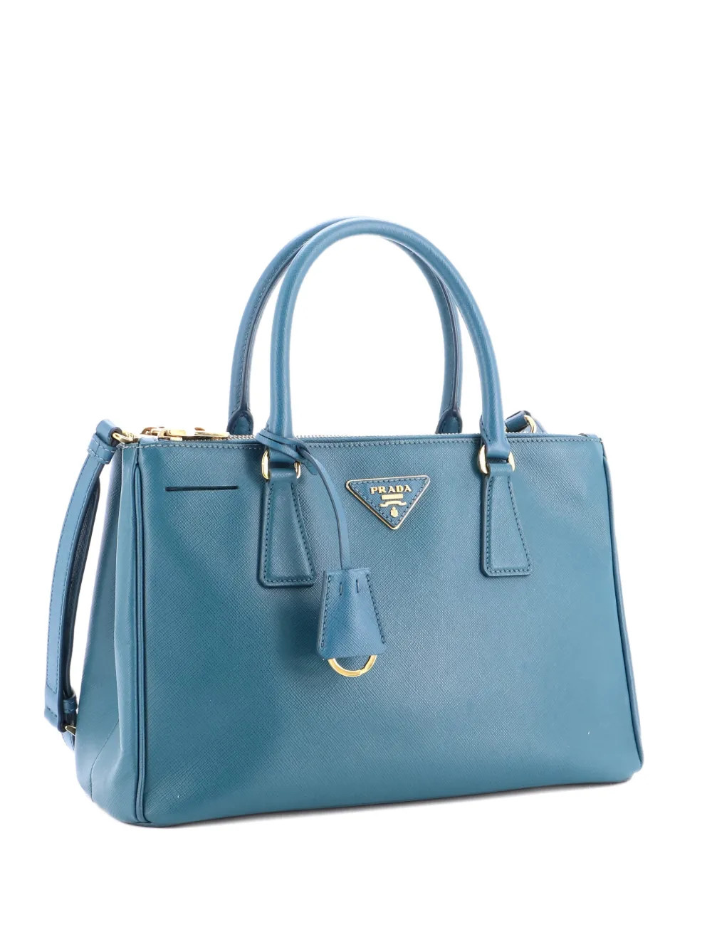 Prada Pre-Owned Double Zip Lux Saffiano Leather Small tote bag - Green | Farfetch Global