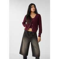 Stradivarius Button-up knit cardigan Burgundy S | Stradivarius (UK)