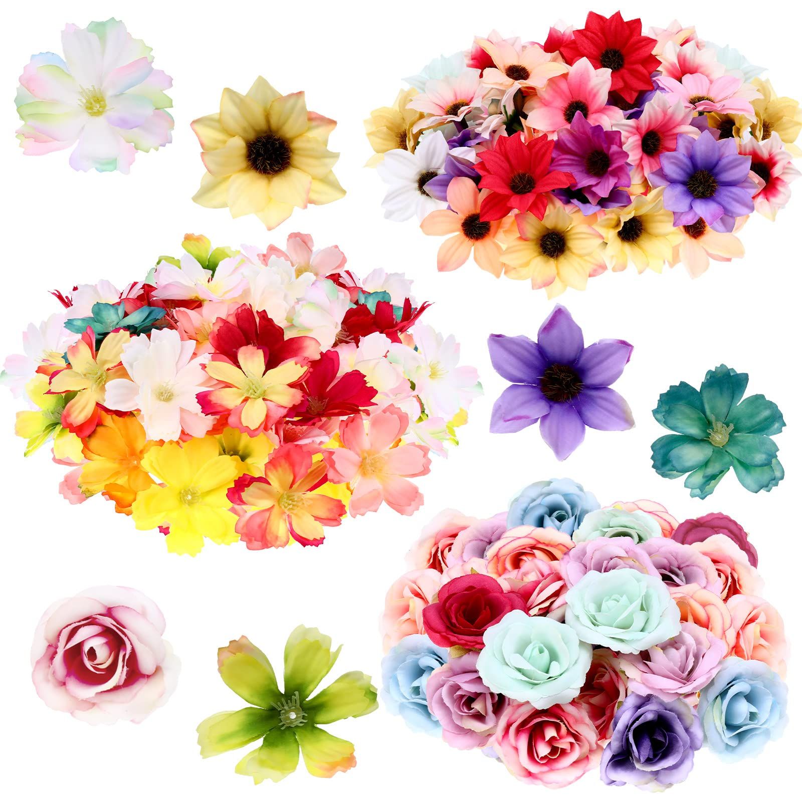 100 Pcs Mini Flower Heads Silk Fake Rose Daisy Colorful Craft Flowers Small Flower Embellishments... | Amazon (US)