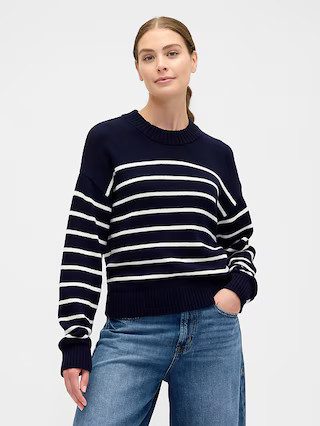 Relaxed Stripe Cropped Sweater | Gap Factory