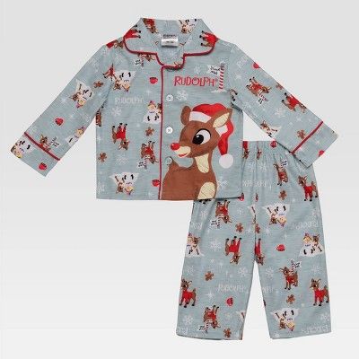 Toddler Boys' Rudolph the Red-Nosed Reindeer Coat Pajama Set - Blue | Target
