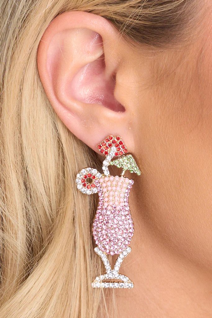 Here's To Vacation Days Pink Beaded Earrings | Red Dress 