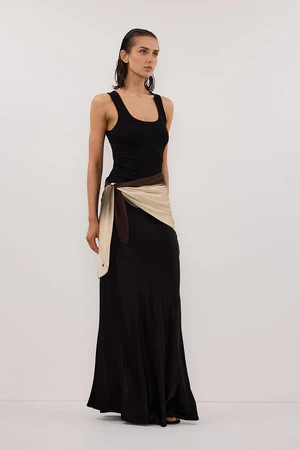 CHARLI BLACK SATIN MAXI SKIRT | DISSH