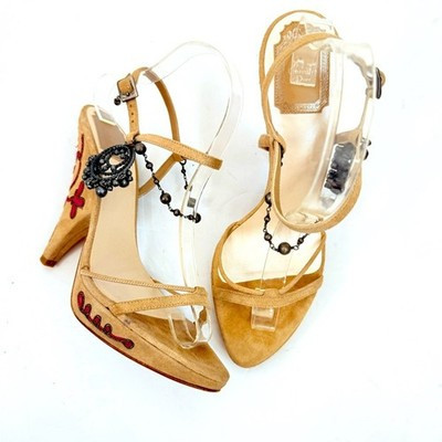 Christian Dior Galliano Beige pink Suede leather jetset jewel Embellish Heels 38 | eBay US