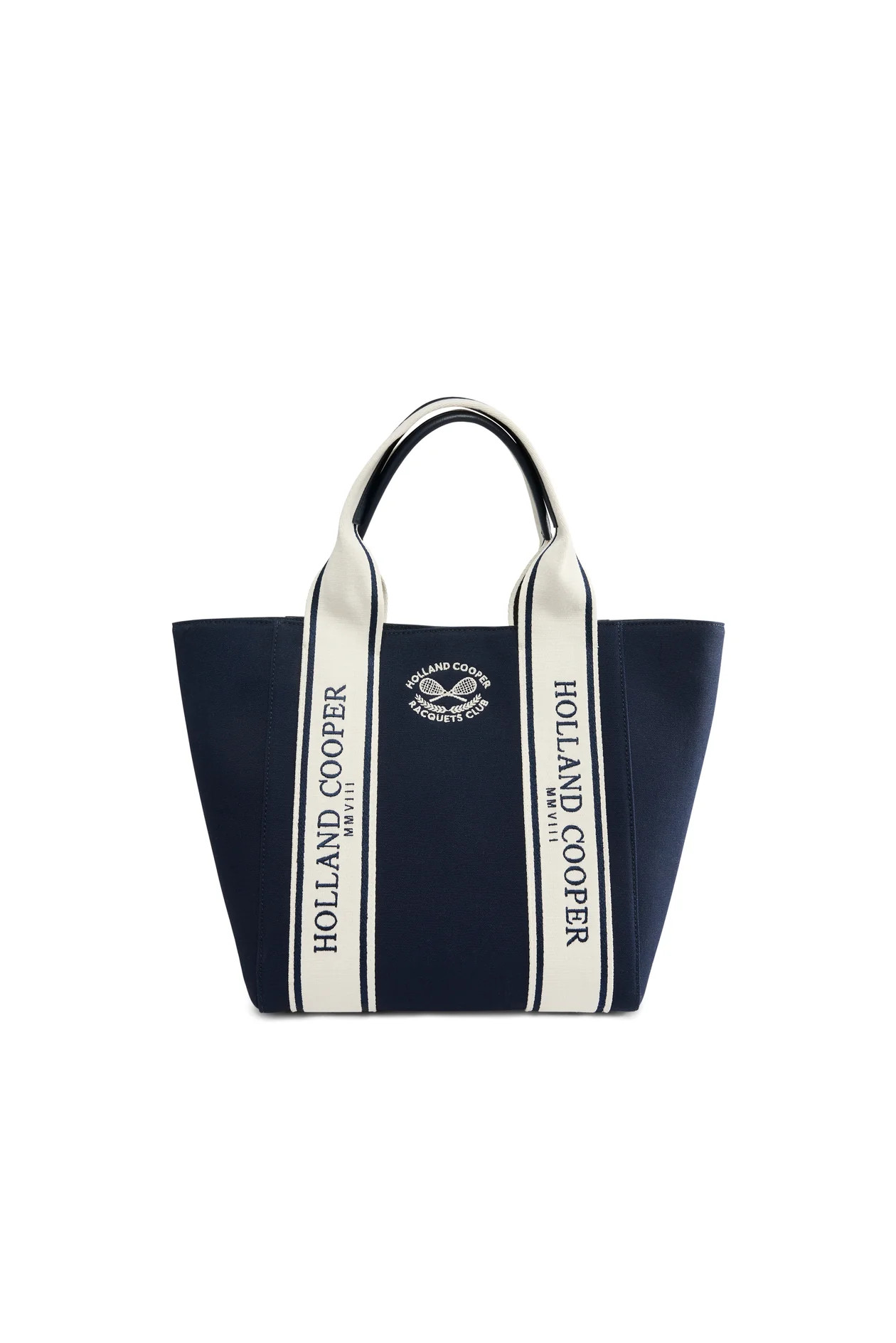Racquets Tote (Washed Navy Ecru) | Holland Cooper