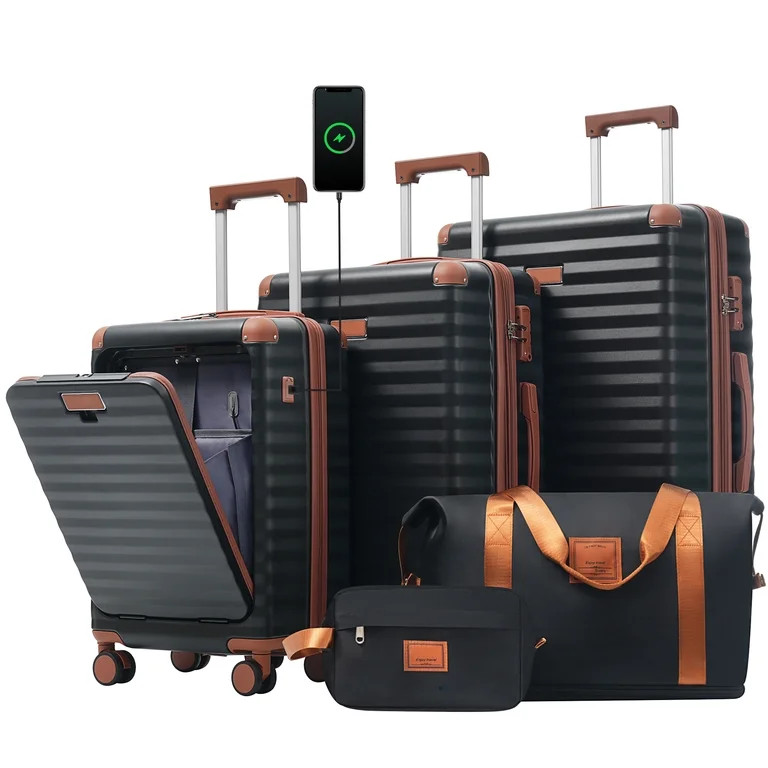 Euroco 5 Piece Luggage Sets Front Opening,Expandable Hardshell Suitcase with Spinner Wheels,2 Bag... | Walmart (US)