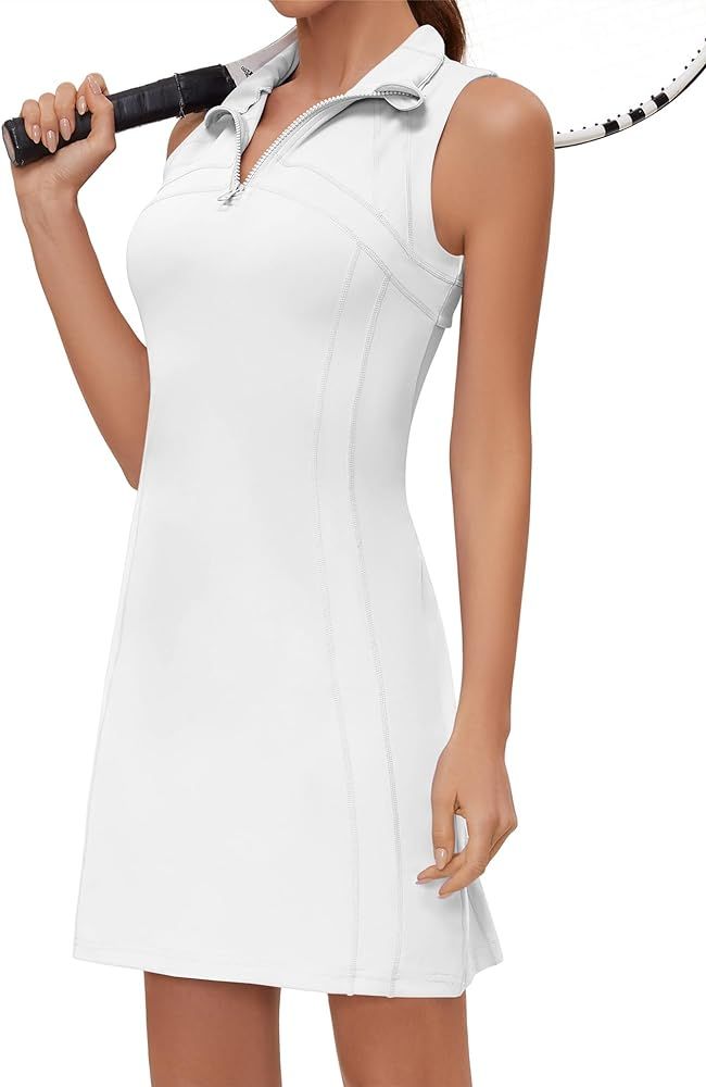 ZHENWEI Womens Tennis Dress Polo Zip Up Golf Dresses Sleeveless Athletic Dresses with Collar | Amazon (US)