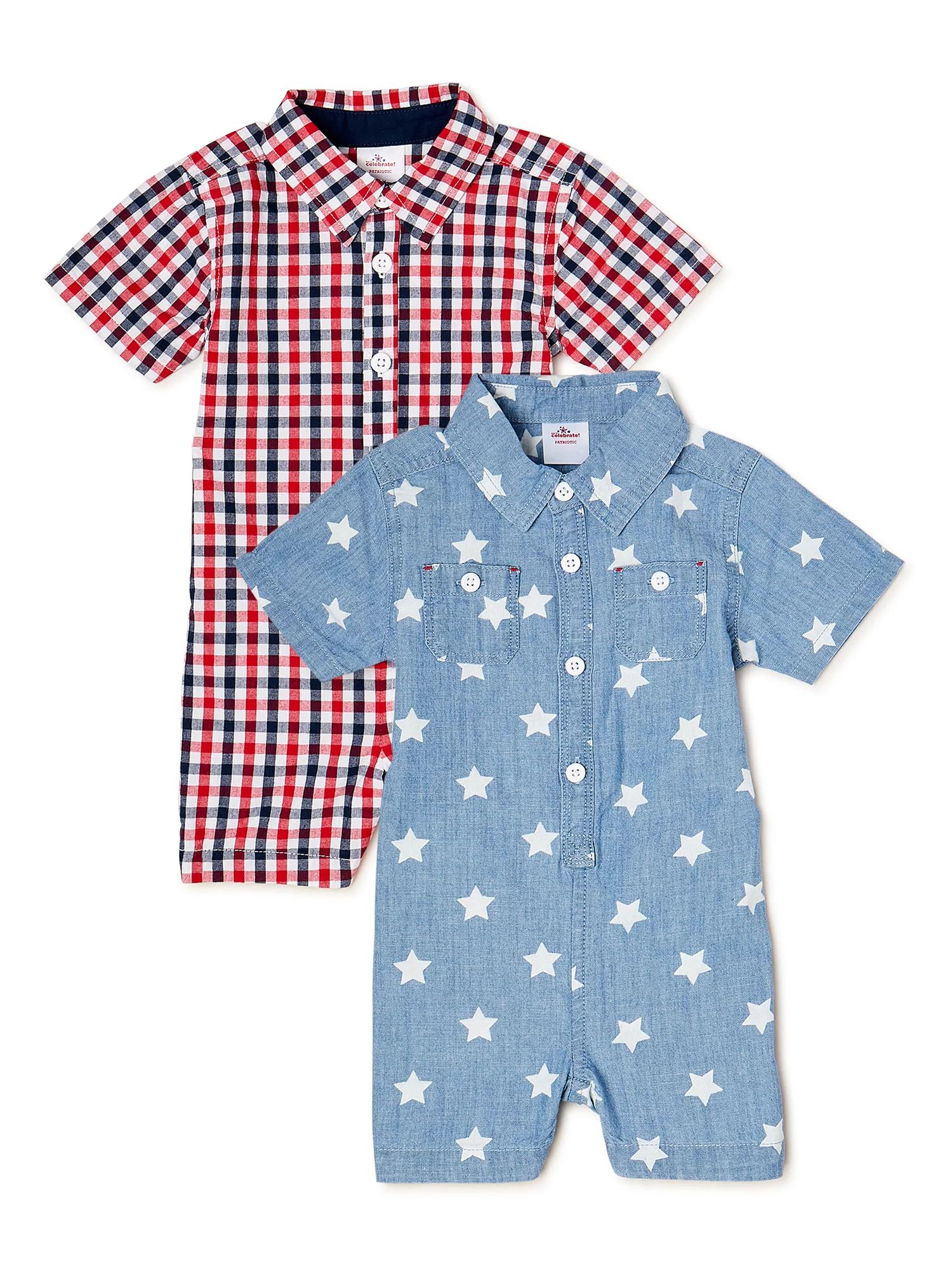 Americana Baby Boy Rompers, 2-Pack, Sizes 0/3 Months-24 Months | Walmart (US)