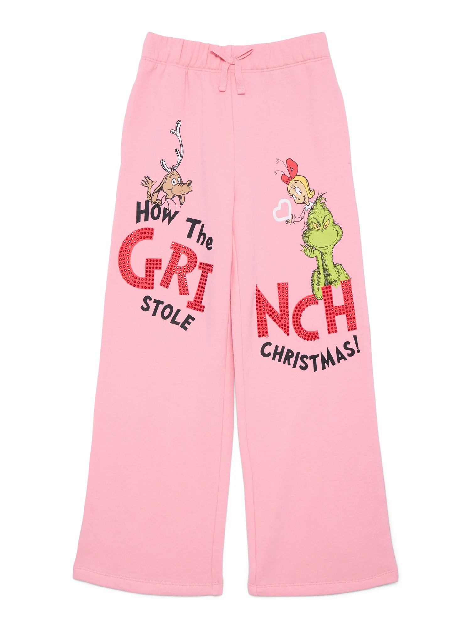 Dr. Seuss Grinch Girls' Embellished Wide Leg Sweatpants, Sizes 4-16 | Walmart (US)