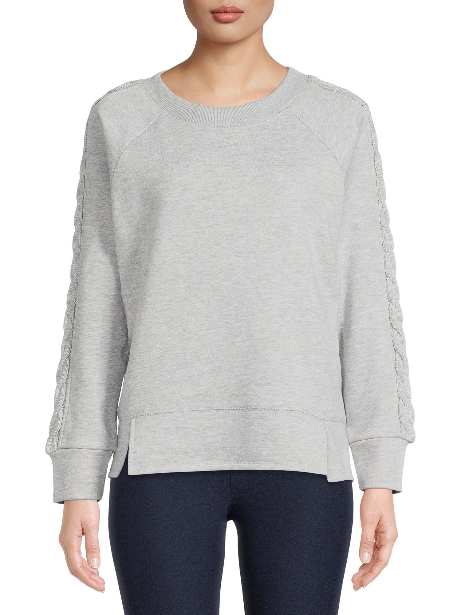 Time and Tru Women's Cable Sweatshirt - Walmart.com | Walmart (US)