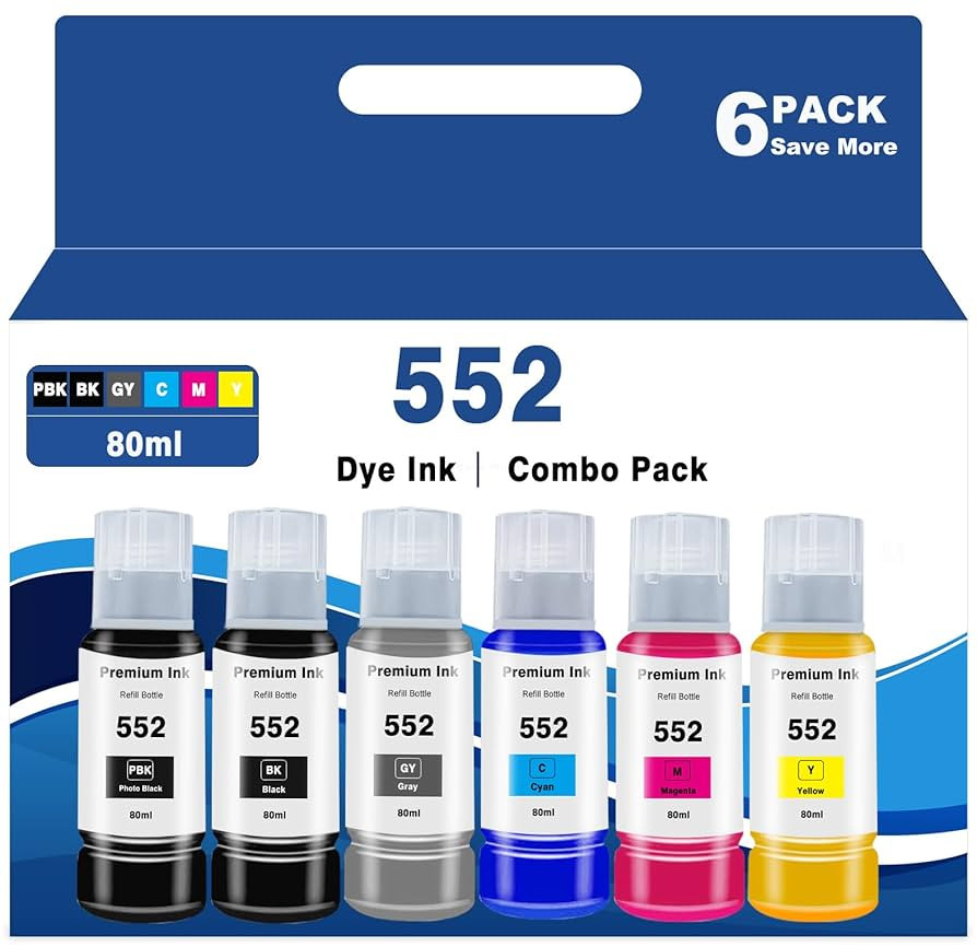 552 Ink Refill Bottle Replacement for T552 Dye Ink for ET-8550 ET-8500 ET8550 ET8500 8550 8500 Pr... | Amazon (US)