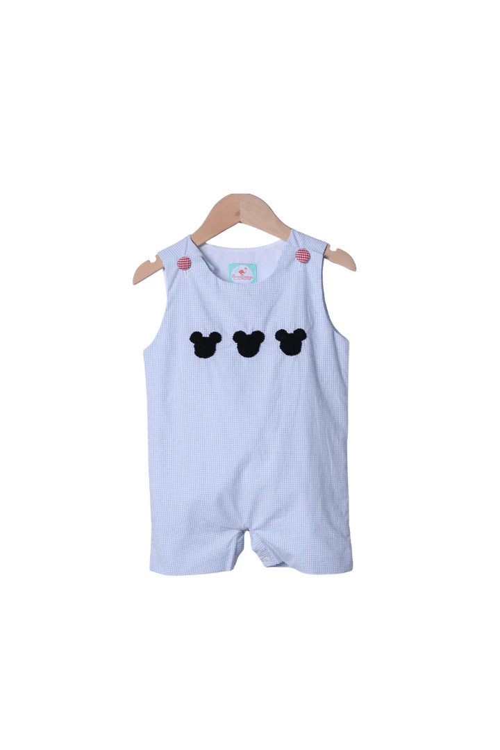 French Knot Mouse Blue Gingham Jon | The Smocked Flamingo