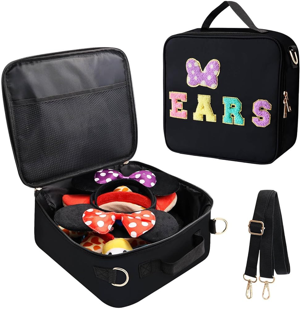 Chenille Letter Bow Mouse Ears Travel Case, Park Ears Headband Holder Hair Accessories Organizer ... | Amazon (US)