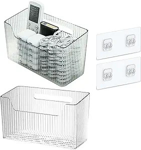Set Of 2 Storage Organizer Bins Wall Mounted Shower Basket, Shower Caddy Stackable Clear Plastic ... | Amazon (US)