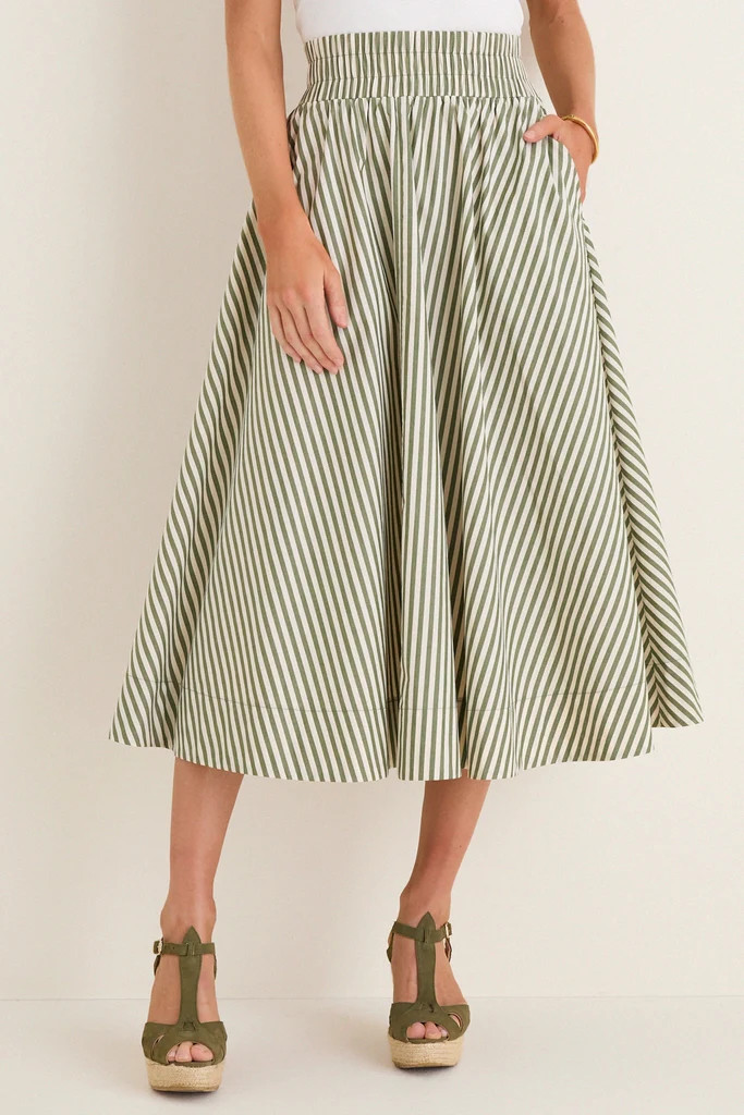 Jardin Stripe Cotton Poplin Niki Circle Skirt | Tuckernuck (US)