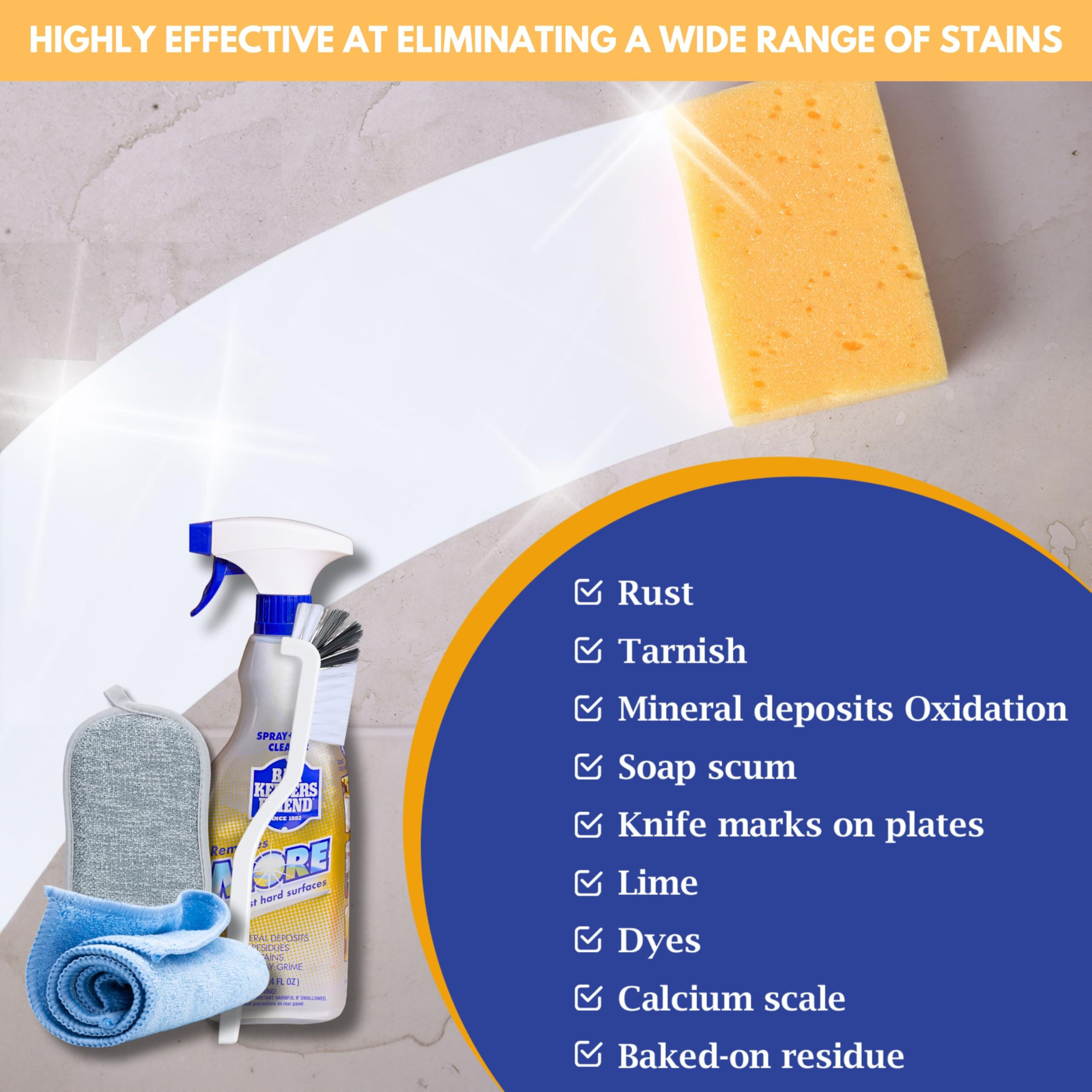 Amazon.com: Bar Keepers Friend More Spray 25oz Bundle With Cleaning Grout Brush, Microfiber Cloth... | Amazon (US)