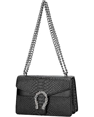 Crossbody Shoulder Evening Bag for Women - Snake Printed Leather Messenger Bag Chain Strap Clutch... | Amazon (US)