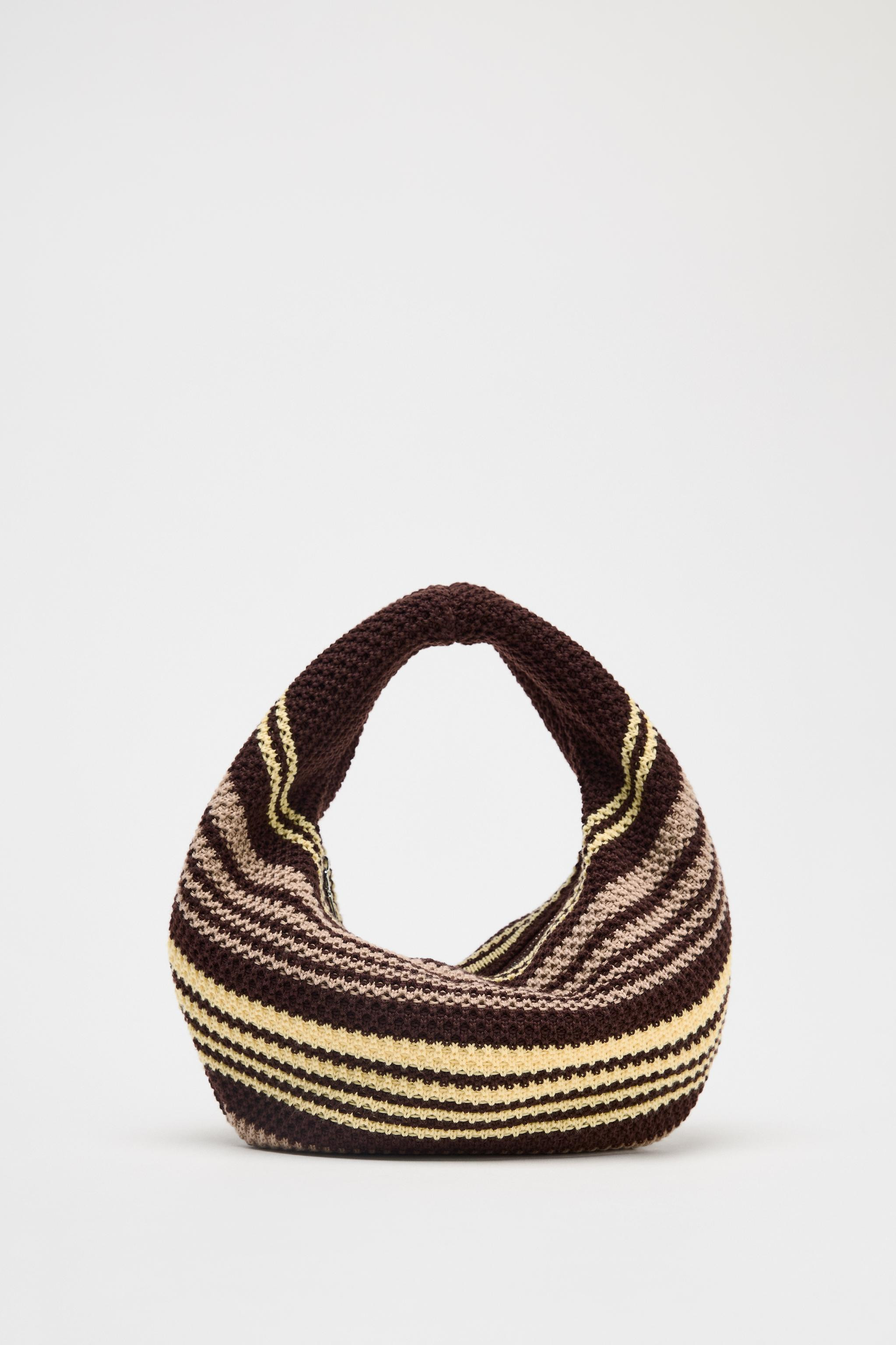 STRIPED CROCHET BUCKET BAG | Zara UK