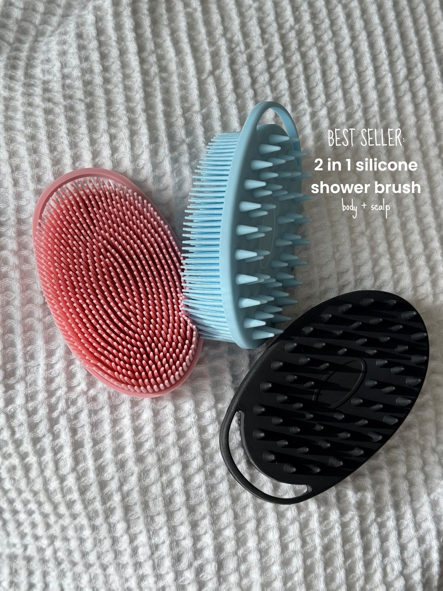 2 in 1 Silicone Body Scrubber Shampoo Brush 3 pack 

Available in: Black, blue, and pink

[Shower Scrubber, Bath Scrubber, Exfoliating Scalp Massager, Loofah Clean Sanitary, Rapid Foaming-3 Pack]


#LTKselfcare #LTKTravel #LTKBeauty