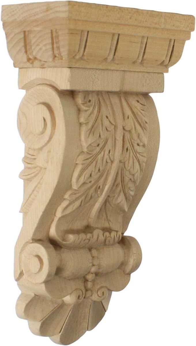 Ekena Millwork COR05X02X09ACAL Thin Flowing Acanthus Wood Corbels, 5 1/8"W x 2 3/4"D x 9 3/4"H, A... | Amazon (US)
